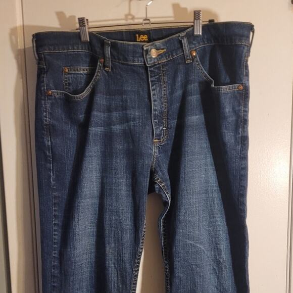 Lee Relaxed Fit Jeans 38x29 Dark Blue Straight Leg Mexico Made Classic Dadcore - Picture 6 of 10